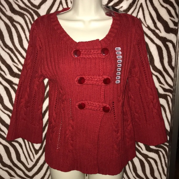 Heather B Small Red sweater jacket with flare 🍒 - Picture 2 of 5